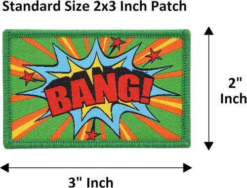 Vista 3 de Juego de 4 parches de aplicación con efectos de sonido de palabras de cómic, divertidos memes morales, con gancho y bucle/respaldo, accesorio