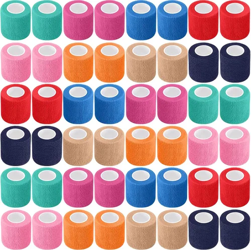 Vista 26 de Treela - Paquete de 64 vendajes autoadhesivos de 2 pulgadas x 5 yardas, colores surtidos Cohesive Flexible Wrap for Wrist Ankle Fingers