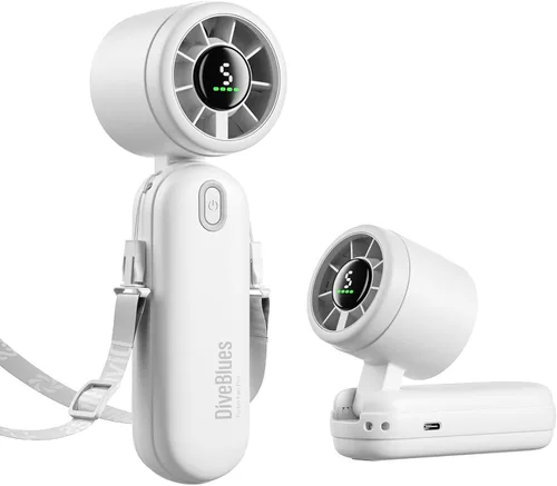 Vista 9 de iTurbo - Ventilador turbo de mano, mini ventiladores de mano portátiles plegables, batería recargable, pantalla LED de alta velocidad de 5