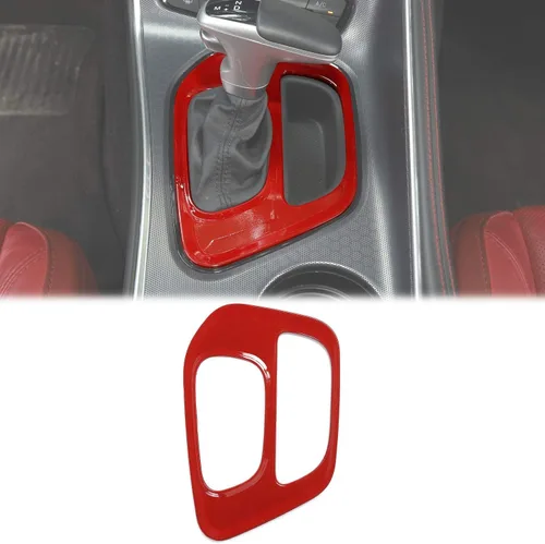 Vista 7 de Voodonala para Challenger Cubiertas de panel de cambio de marchas, accesorios decorativos para Dodge Challenger 2015-2022 (rojo)