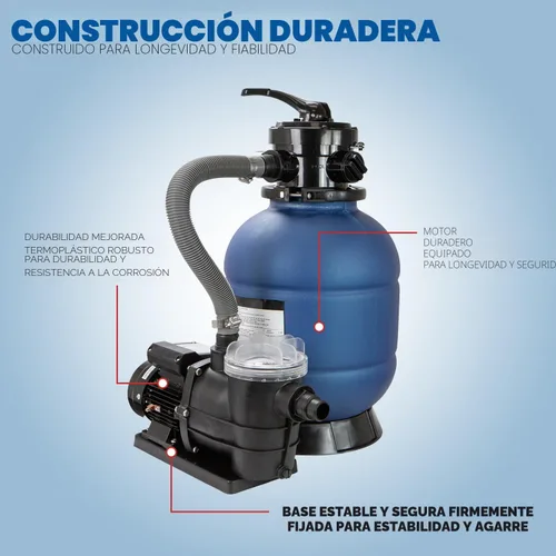 Vista 5 de XtremepowerUS Bomba de piscina de 3/4 HP con filtro de arena de 13", 2,400 GPH para conjunto de piscina sobre el suelo con válvula multipuerto hasta