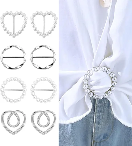 Vista 16 de 4 piezas de clip de anillo de bufanda para mujer, broche de perlas y flores, hebilla de metal para chal, accesorios de decoración para damas y niñas