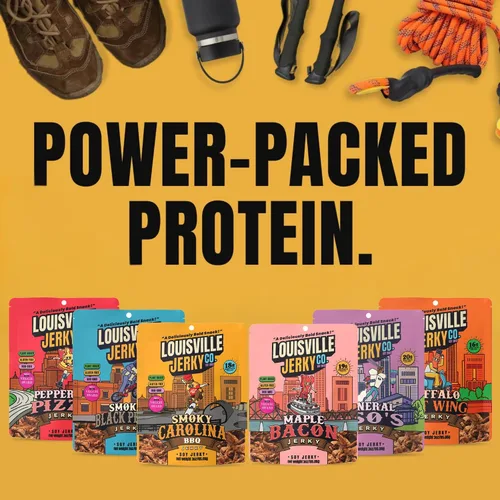 Vista 4 de Louisville Vegan Jerky - Buffalo Hot Wing Carne vegana y vegetariana - Cecina para morder los labios - Snacks veganos altos en proteínas sin gluten