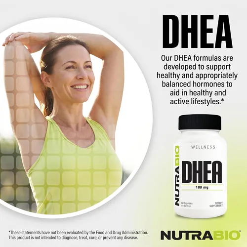 Vista 3 de NutraBio Suplemento DHEA para hombres y mujeres - 100 mg - 60 Cápsulas