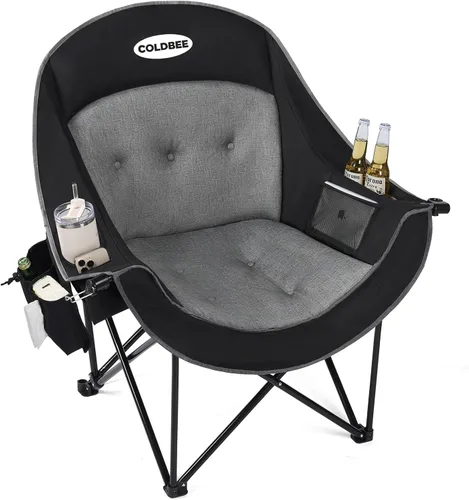 Vista 10 de Silla de camping térmica de gran tamaño, acolchado resistente Negro azabache