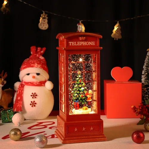Vista 4 de Linterna de globo de nieve de Navidad, linterna de Navidad con música de 8 temas navideños, regalos de globo de nieve de Navidad con agua