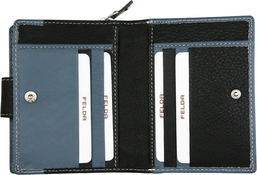 Vista 4 de Felda RFID monedero de cuero genuino señoras monedero 14 ranuras para tarjetas de crédito y monedero
