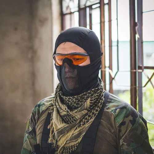 Vista 6 de OneTigris Máscara de malla pasamontañas estilo Ninja con protección facial completa