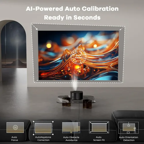 Vista 6 de Outdoor-Projector-4K with WiFi and Bluetooth:[3500 Bright/60W Dolby Audio/Official Licensed Apps],Smart-Projector with AI Auto Focus,ONOAYO ONO5Pro