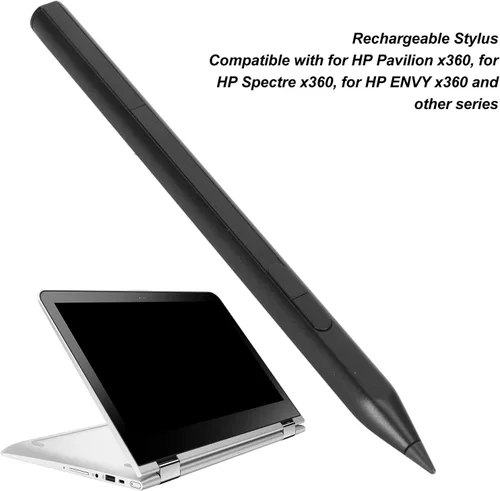 Vista 2 de Bolígrafo para X360 Spectre X360 Envy X360, recargable MPP 2.0 Tilt Active Pen con sensibilidad a la presión 4096, función de fijación magnética, 2
