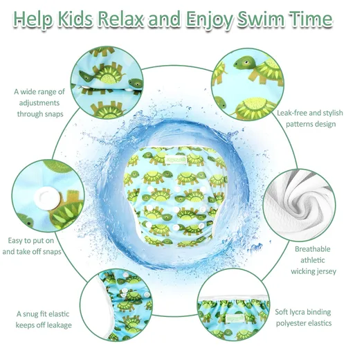 Vista 2 de Wegreeco - Pañal de natación reutilizable para bebés y niños pequeños, talla única