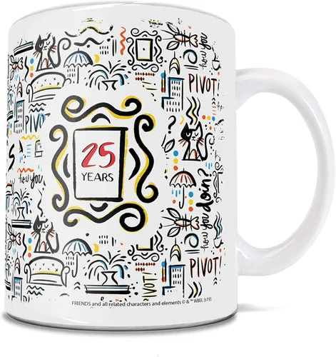 Vista 7 de Trend Setters Friends the Television Show – 25 años – Mercancía oficial – Taza de café o té de cerámica blanca de 11 onzas – perfecta para regalar