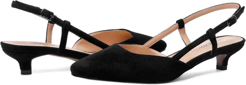 Vista 6 de ROSERWISH Zapatos de vestir de gamuza con punta cuadrada para mujer, para boda, fiesta, cómodos, gatitos, tacón bajo, zapatos de vestir de 1.5