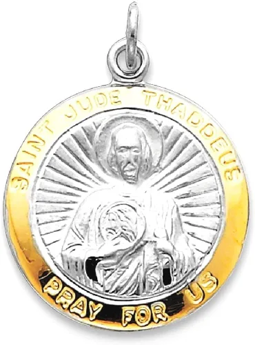 Vista 8 de ICE CARATS Dije de plata de ley 925 San Judas Tadeo San Judas Patrono San Tadeo Medalla de San Judas Tadeo Colgante de Medalla Religiosa para Mujer