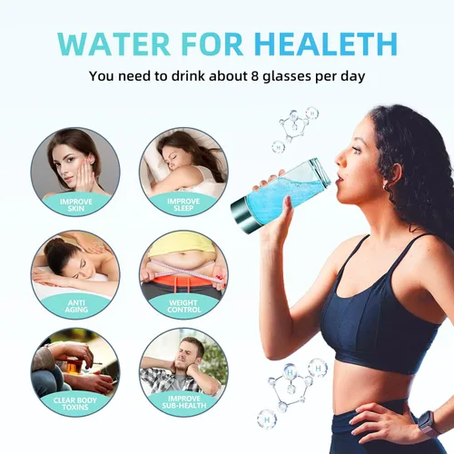 Vista 7 de Botella de agua de hidrógeno, generador de agua de hidrógeno Fiudiry mejora la calidad del agua en 3 minutos con tecnología avanzada SPE y PEM