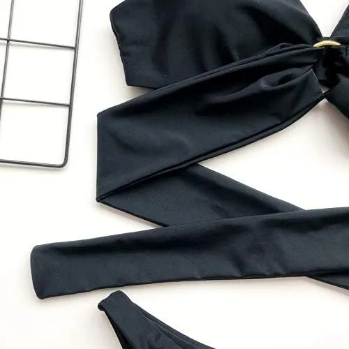 Vista 3 de CYee Traje de baño sexy de 2 piezas con cuello en V para mujer
