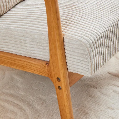 Vista 6 de Ball & Cast Silla de sala de estar con almohada, sillón moderno de mediados de siglo con marco de madera maciza y respaldo extra grueso, silla