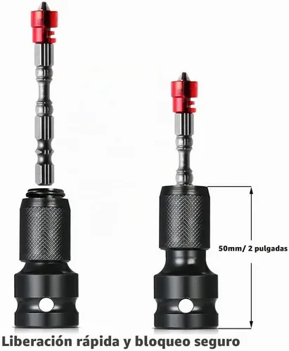 Vista 2 de Yakamoz 2 adaptadores de impacto de liberación rápida hexagonal de 1/2" a 1