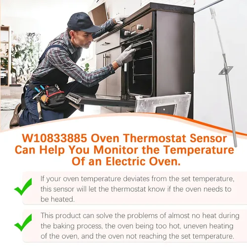 Vista 6 de W10833885 Sensor de termostato de horno apto para Whirlpool Sensor de temperatura de reemplazo del sensor de temperatura del horno W10833885