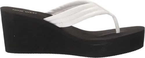Vista 6 de NINE WEST Sandalias de cuña Spins para mujer, Blanco
