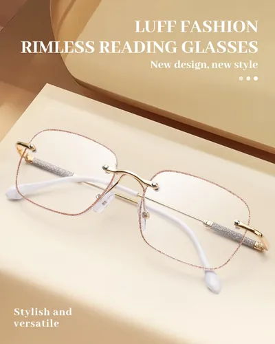 Vista 2 de LUFF Rimless Reading Glasses for Women Blue Light Blocking