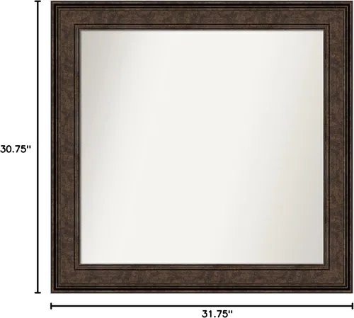 Vista 184 de Amanti Art Espejo de pared personalizado no biselado (25 x 25 pulgadas), marco de bronce acentuado, varios tamaños personalizados, espejo de baño