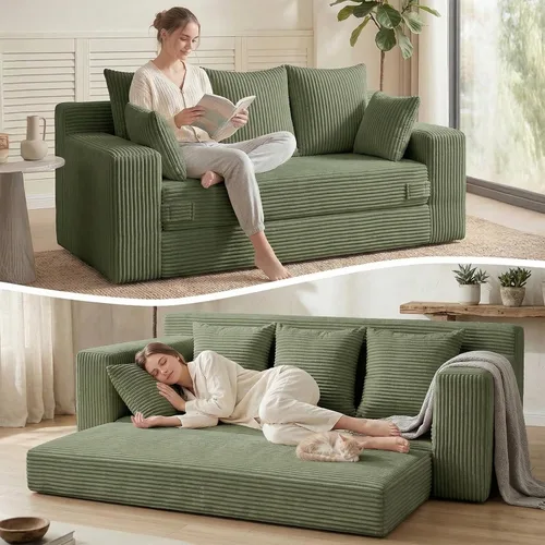 Vista 10 de Sofá cama convertible sin hueso de gran tamaño, sofá cama futón plegable, sofá cama tamaño Queen, sofá plegable sin hueso, sofá cama extraíble