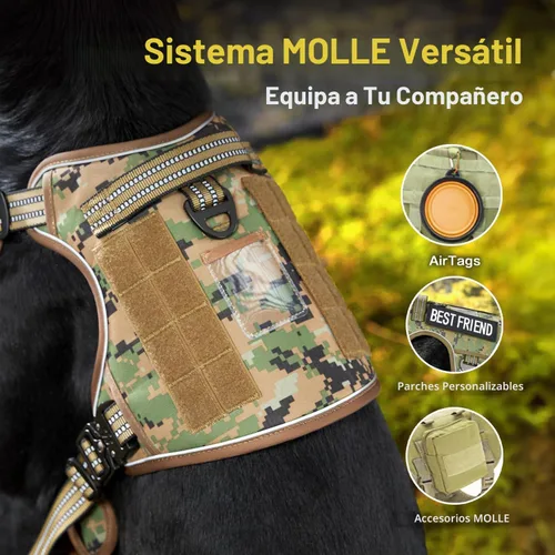 Vista 6 de PawsPassion Arnés para perro sin tirones para perro mediano y grande, arnés táctico ajustable resistente, chaleco de servicio Voyager con mango