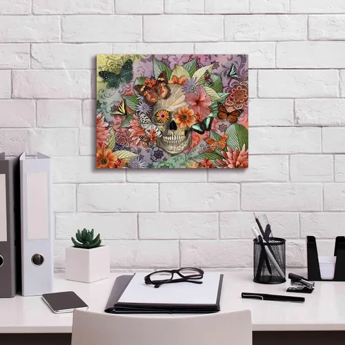 Vista 3 de Epic Graffiti 'Butterfly Botaniskull' de Fusion Idol Arts, arte de pared en lienzo, 16 x 12 pulgadas