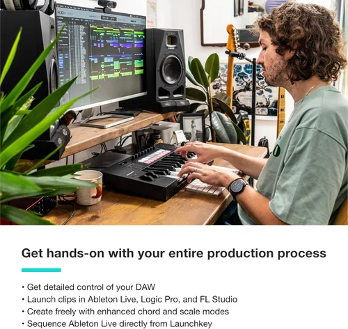Vista 6 de Novation Launchkey 25 MK4 - Controlador de teclado compacto de 25 teclas, USB, MIDI con integración DAW. Modo acorde, modo de escala, 8 almohadillas