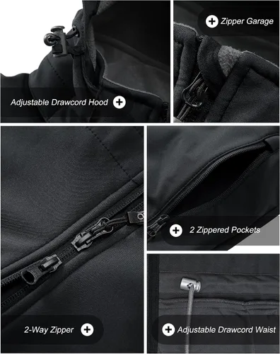 Vista 3 de 33,000ft Chaqueta impermeable Softshell larga para mujer con capucha forro polar cortavientos cortavientos