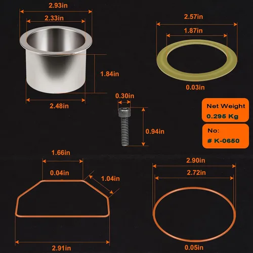 Vista 3 de K-0650 Kit de funda de cilindro de compresor de aire y anillo de compresión para compresores sin aceite Craftsman DeVilbiss Porter Cable DeWalt