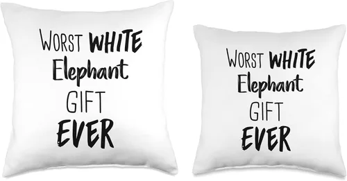 Vista 3 de Worst White Elephant Gift Ever Funny Present Xmas Peor almohada de elefante blanco para regalo, 16 x 16 pulgadas, multicolor