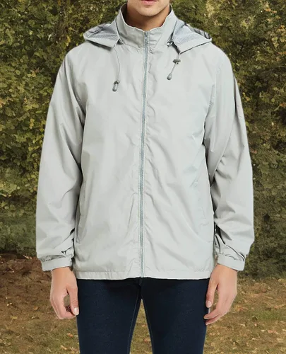 Vista 30 de Chaqueta impermeable cortavientos ligera para hombre con capucha extraíble