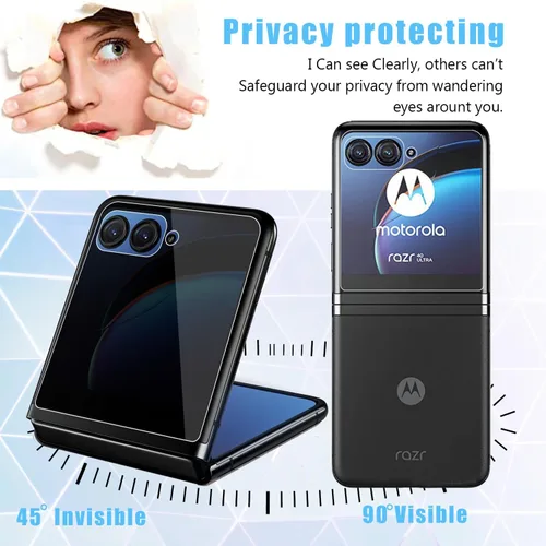 Vista 4 de Protector de pantalla de privacidad para Motorola Razr 40 Ultra (2023) [2 unidades] Protector de pantalla de privacidad rWith [2 unidades] Protector