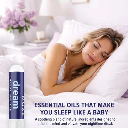 Vista 4 de MOXē Dream Inhalador nasal, mezcla de aceites esenciales, calmante, relajante, calma natural de tensión, fragancia calmante, lavanda, manzanilla