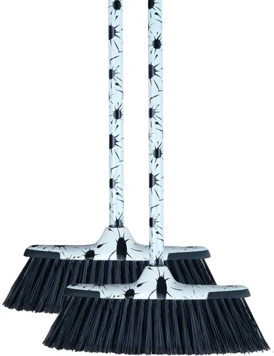 Vista 21 de Superio Escoba gris, escoba resistente para interiores y exteriores con mango de 48 pulgadas, limpieza de suelos multisuperficie para el hogar Gris