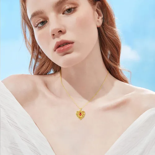 Vista 4 de SOULMEET - Collar con relicario en forma de corazón con girasol donde se pueden guardar fotografías de personas para tenerlas cerca de ti joyería