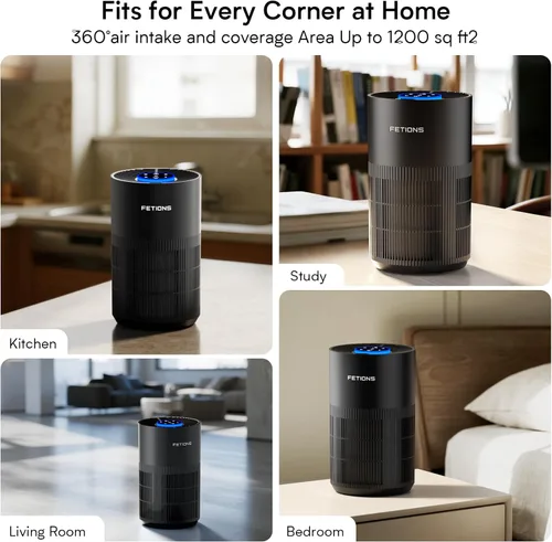Vista 7 de Purificadores de aire para dormitorio y hogar, filtro de aire silencioso con luz nocturna de modo de sueño