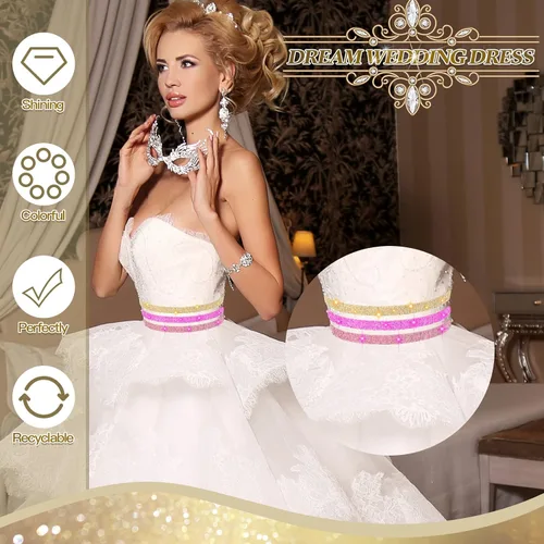 Vista 5 de Meanplan 15 rollos de tiras de cinta autoadhesivas con diamantes de imitación de cristal, brillantes, brillantes, colores mezclados, rollo de cinta