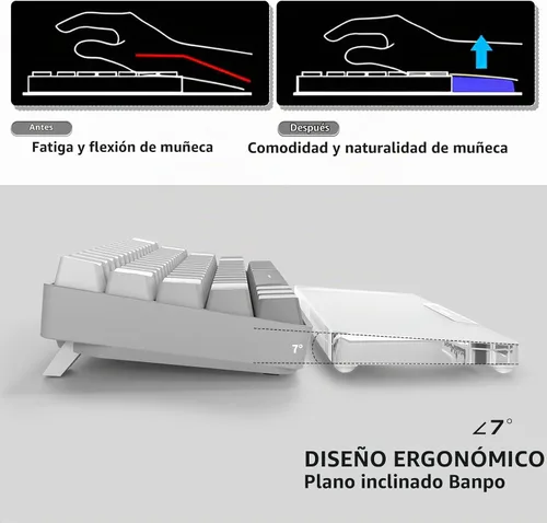 Vista 3 de Reposamuñecas acrílico para teclado profesional - Teclado compacto 60% - Teclados mecánicos Reposamanos ergonómico para teclado de computadora, base