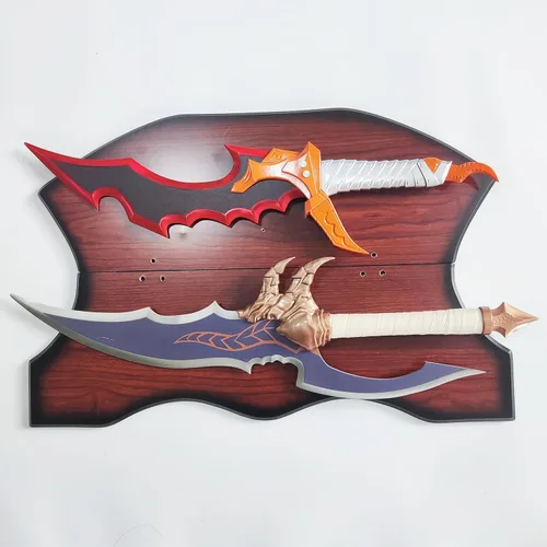 Vista 7 de Juego de dos piezas de espada de anime de metal Sung Jingwoo Knight Killer y colmillo de veneno de Kasaka para colección, cosplay