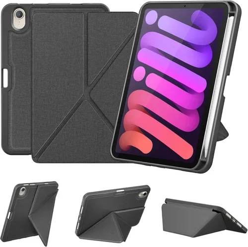 Vista 9 de DTTO Funda para iPad mini 7 (A17 Pro) 2024 / iPad mini 6 2021 de 8.3 pulgadas con soporte para lápiz, cubierta magnética de pie multiángulo