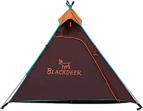 Vista 2 de Tienda de campaña tipi Capacidad para 4 personas Perfecto para acampar para familiares y amigos Diseño impermeable para 4 estaciones con Marrón
