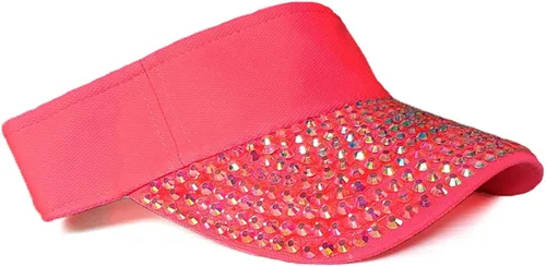 Vista 3 de Visera brillante con diamantes de imitación de verano UPF 50+, visera brillante para mujer, visera para mujer, para deportes al aire libre, sombrero