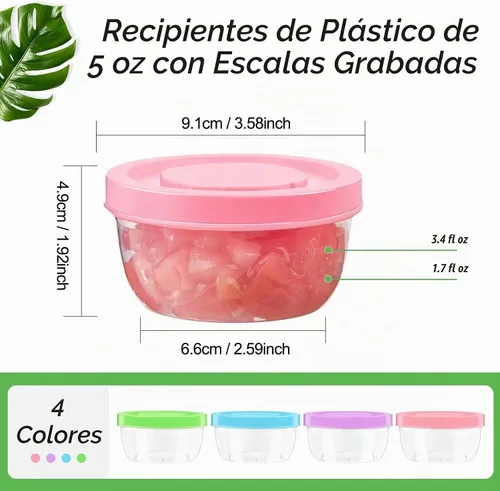 Vista 2 de Zezzxu Recipientes pequeños de almacenamiento para congelador de 5 onzas con tapas de rosca, paquete de 12 tarros de plástico reutilizables