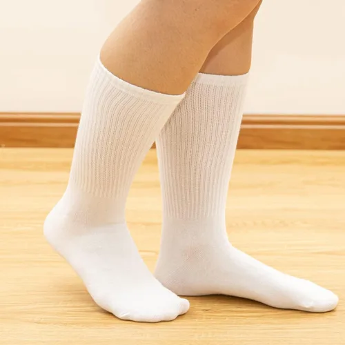 Vista 6 de Calcetines de algodón transpirables para hombre, calcetines suaves para pantorrilla, calcetines para mujer, paquete de 6