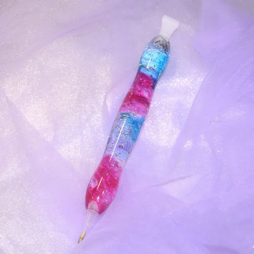 Vista 4 de Herramienta hecha a mano del kit de la pluma del taladro del arte de la pintura del diamante 5D con 14 puntas y 10 ceras - azul plata HotPink