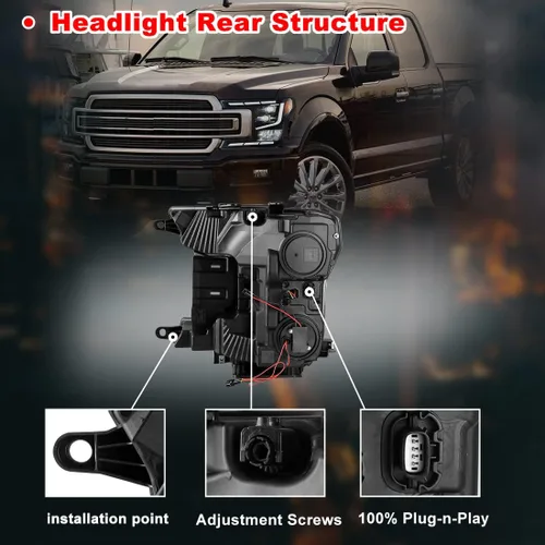 Vista 7 de Nixon Offroad Faros delanteros de proyector para Ford F150 2018-2020 Conjunto de faros LED completos con DRL / señal de giro secuencial