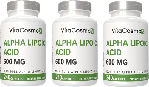 Vista 6 de Suplemento de ácido alfa lipoico, 600 mg por porción, 240 cápsulas vegetarianas 100% vegetarianas, sin OMG y sin gluten
